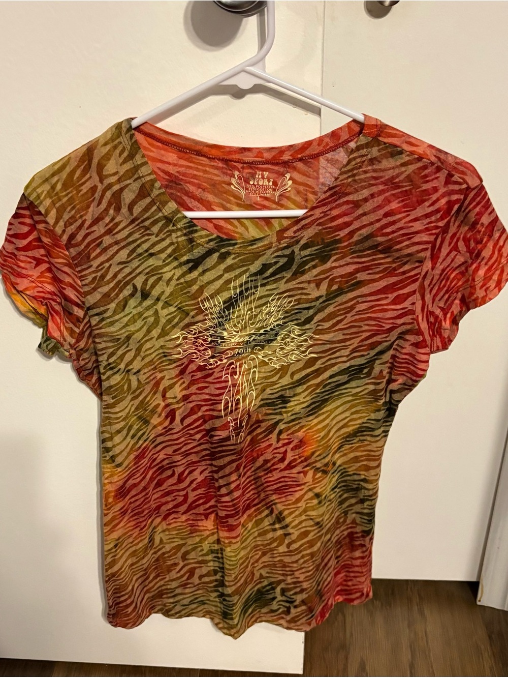 MV Sport Sturgis Motorcycle Rally Multicolor Zebra-Print Tee